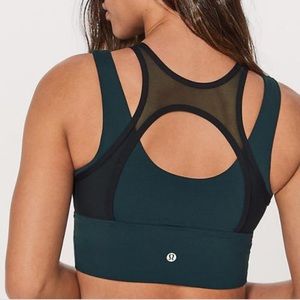 Lululemon EUC twofer mesh teal and black crop bra